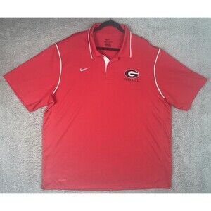 Nike Dri Fit Polo Shirt Georgia Bulldogs Football Mens 2XL Red Short Sleeve
